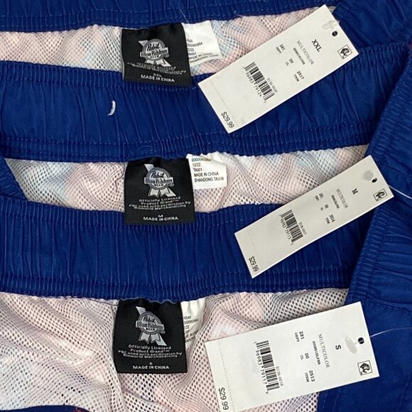 Pabst Blue Ribbon Beer Men's Swim Trunks Board Shorts 20" Red Blue White NWT - Picture 10 of 11